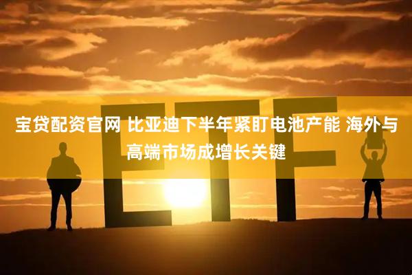 宝贷配资官网 比亚迪下半年紧盯电池产能 海外与高端市场成增长关键